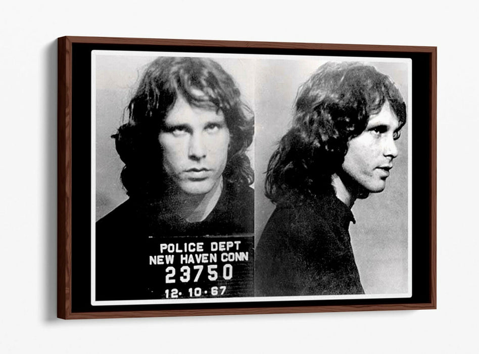 JIM MORRISON MUGSHOT 1 -FLOAT EFFECT CANVAS WALL ART PIC PRINT- BLACK & WHITE