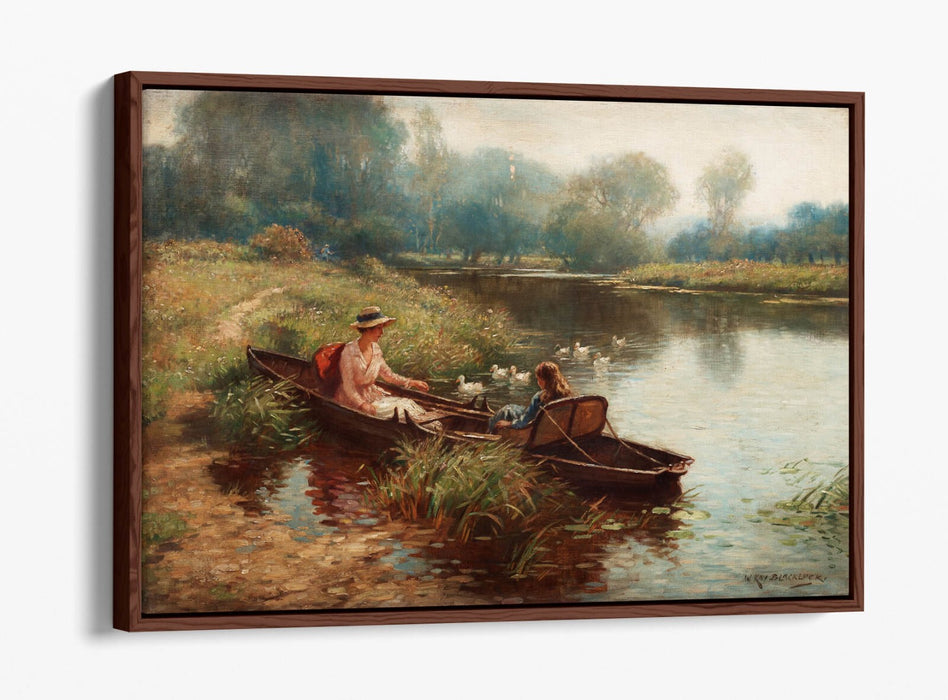 WILLIAM KAY BLACKLOCK, BACKWATER ON THE OUSE -FLOAT EFFECT CANVAS WALL ART PRINT