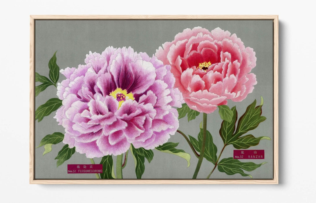 Vintage Canvas Wall Art – Peony Flower Print with Pink Purple Flowers | Handmade Canvas Print