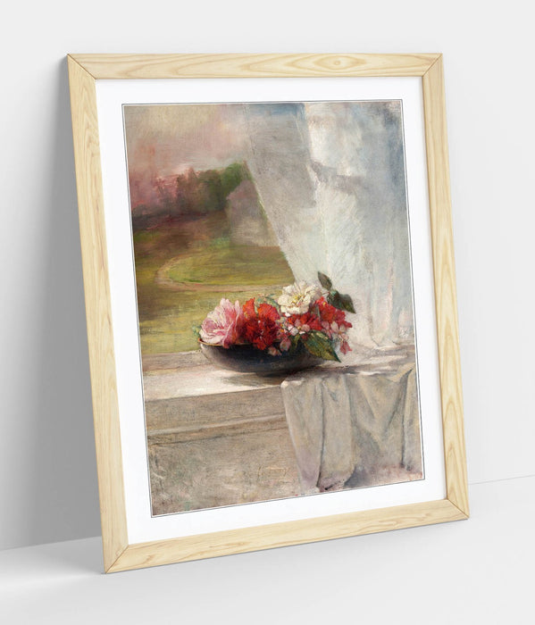 Framed Art Poster - John La Farge, Flowers On Window Ledge | Matte Paper Print