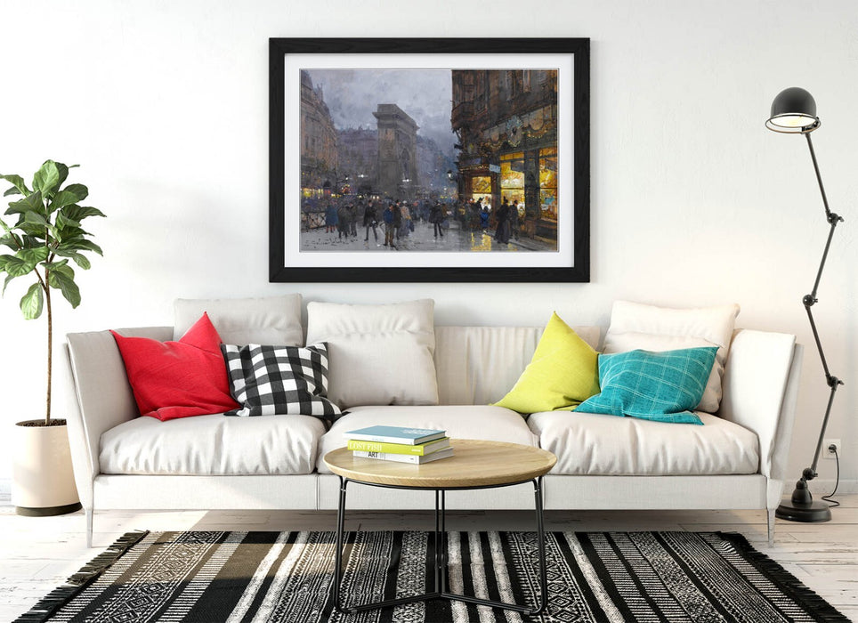 Framed Wall Art Poster - Eugene Galien Laloue Porte Saint Denis Print, UK Made Frame