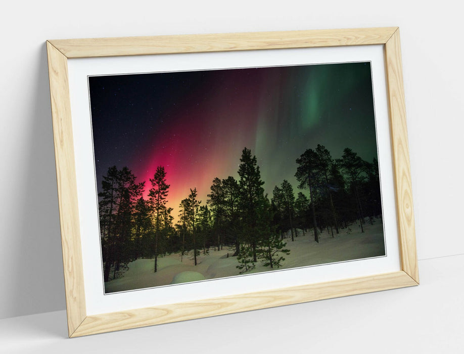 Framed Poster Wall Art - Pink Green Yellow Poster Print With Faux Wood Frame