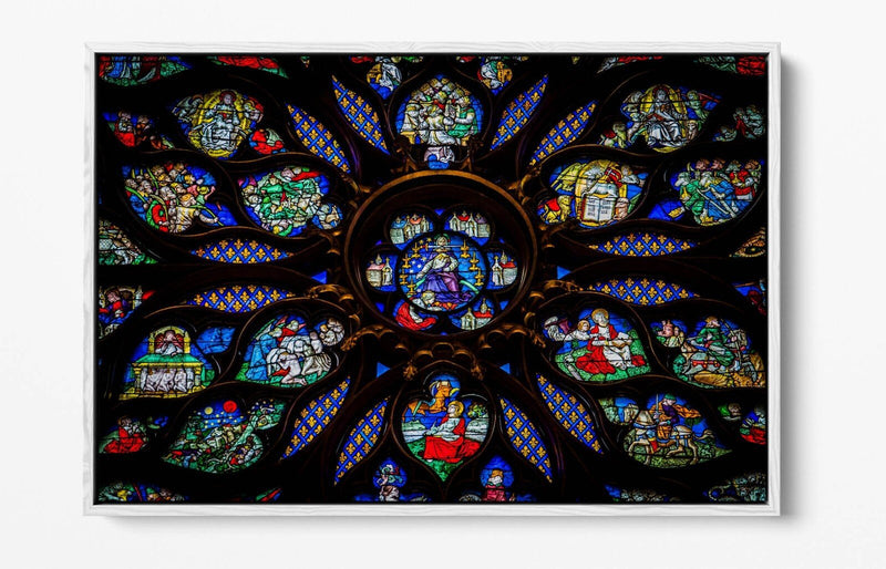 Stained Glass Canvas - Multi Colour Print Float Effect Frame | Handmade Wall Art