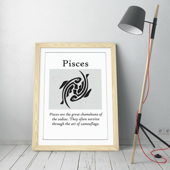 PISCES STAR SIGN ZODIAC ASTOLOGY QUOTE SLOGAN -FRAMED WALL ART PICTURE PRINT