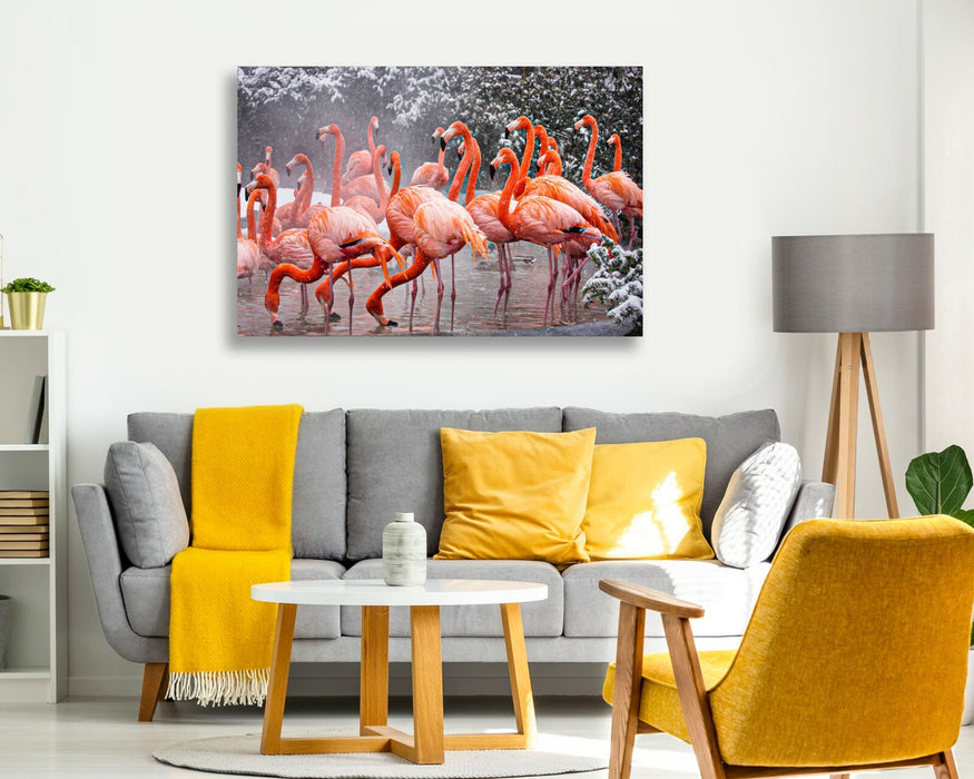 FLAMINGOS  CANVAS WALL ART PICTURE ARTWORK FRAMED PRINT DEEP FRAMED