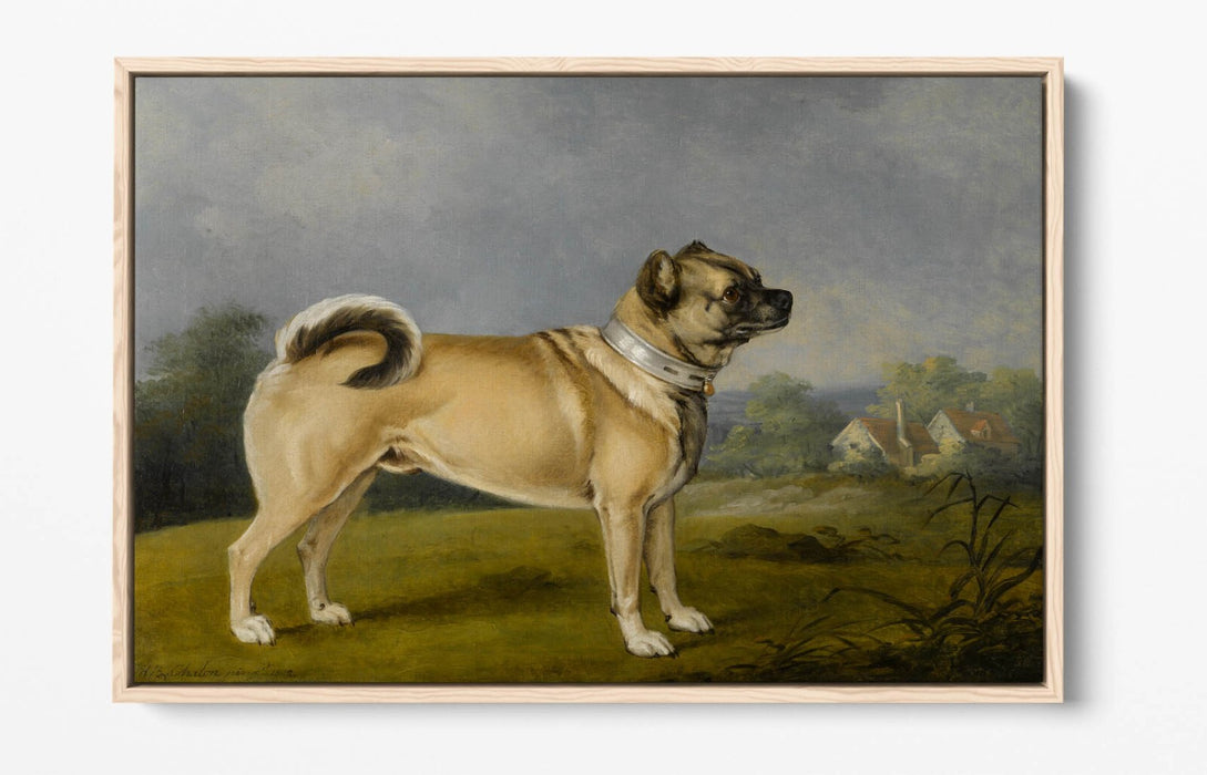 HENRY BERNARD CHALON, A FAVOURITE PUG -FLOAT EFFECT CANVAS WALL ART PRINT