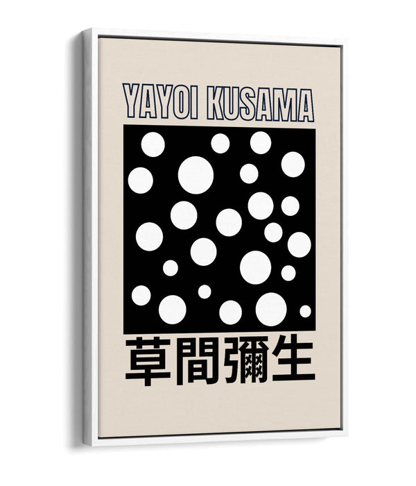 Canvas Art Print – Contemporary Black and White Polka Dot Decor with Float Effect Frame