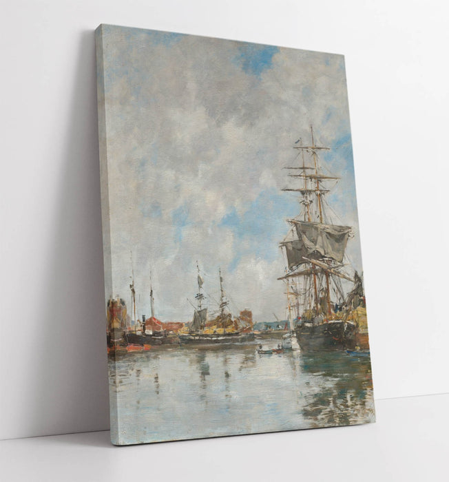 EUGENE BOUDIN, THE DOCK OF DEAUVILLE -CANVAS WALL ART PICTURE PRINT