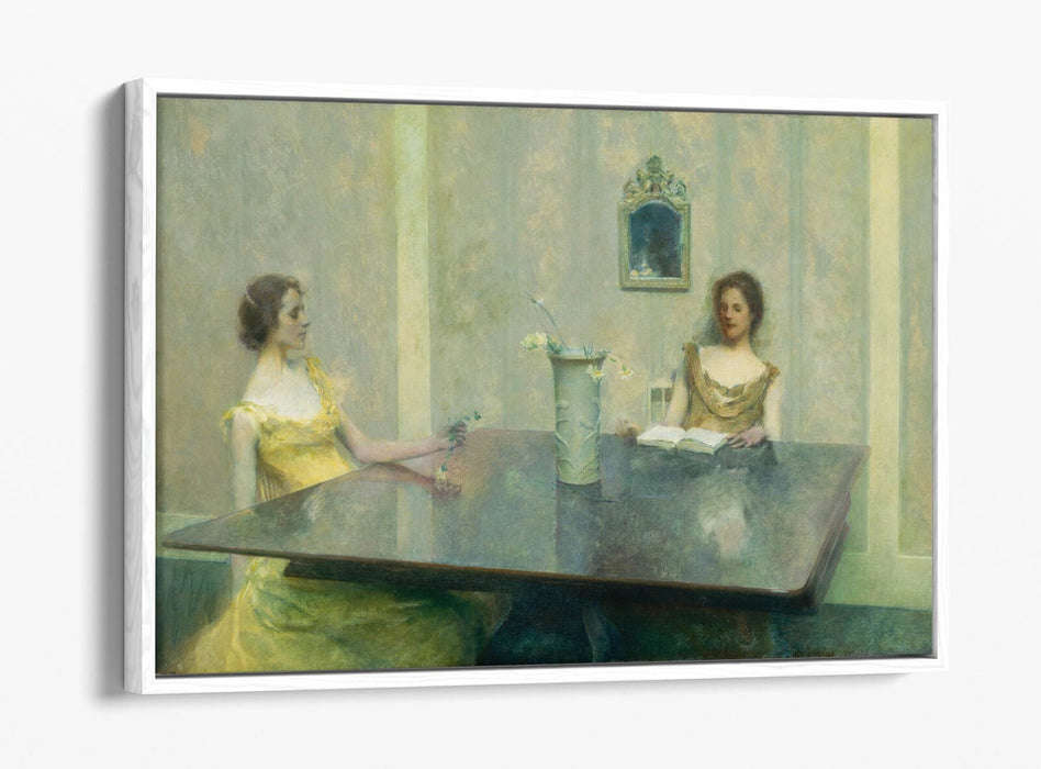 THOMAS WILMER DEWING, A READING -FLOAT EFFECT CANVAS WALL ART PRINT