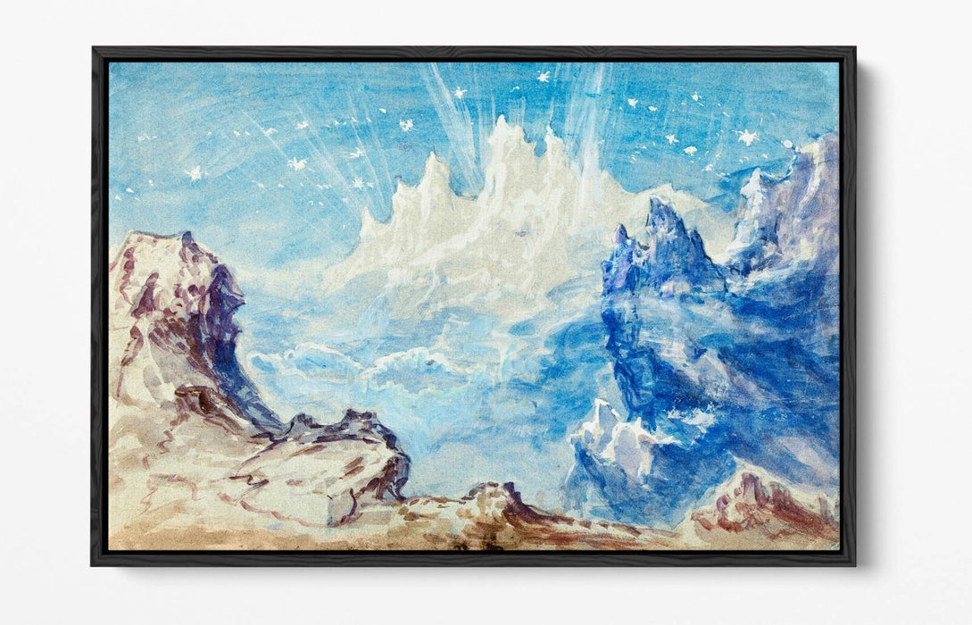 Float Effect Canvas Art - Mountain Landscape Starry Sky Handmade Wall Decor