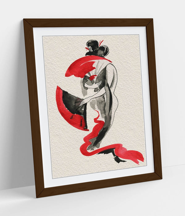 Geisha Wall Art – Japanese Style Poster Framed Art Print With Woodgrain Frame Design