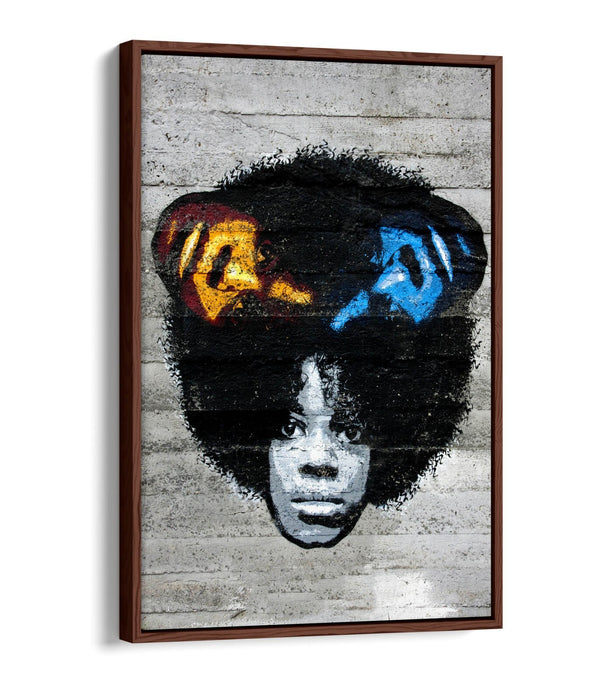 Canvas Wall Art Print - Multicolour Graffiti Black Woman | Float Effect, Premium Varnish Finish