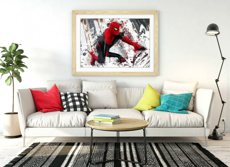 Spiderman Framed Poster - Marvel Superhero Art Print | Handmade UK Frame, Matte Paper