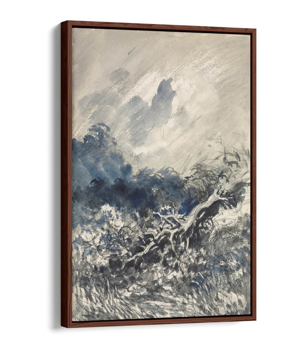 CHARLES FRANCOIS DAUBIGNY, OAK TREE AND REED -FLOAT EFFECT CANVAS WALL ART PRINT