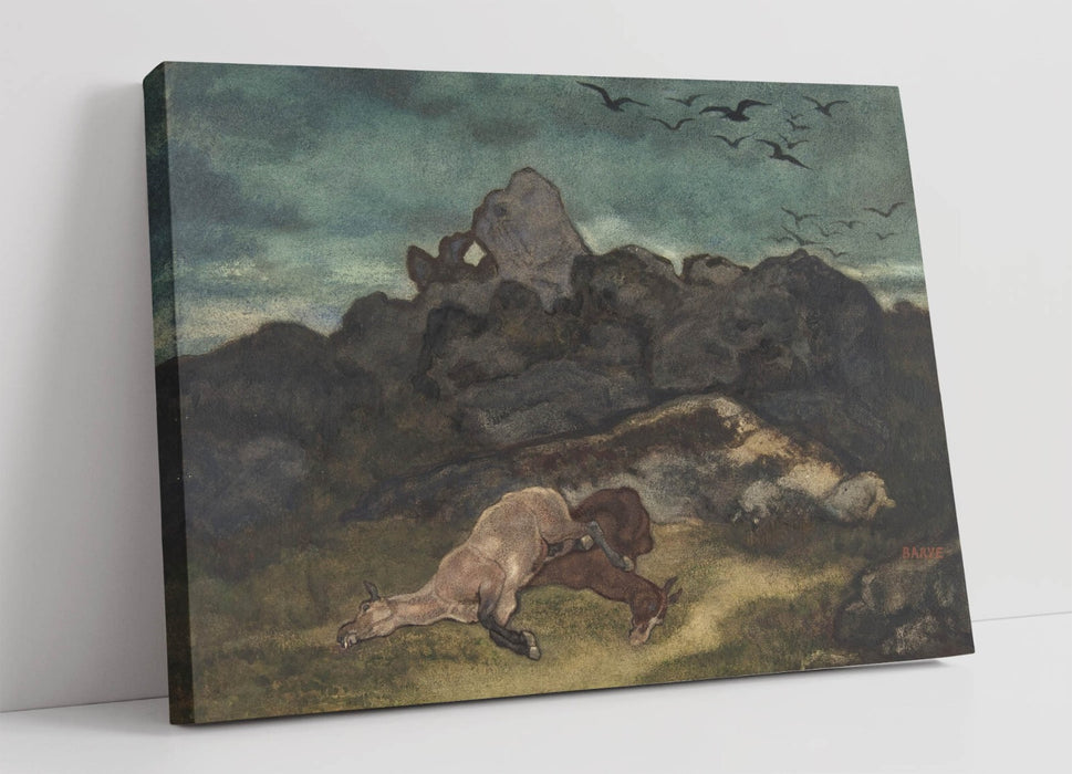 ANTOINE-LOUIS BARYE, DEAD HORSES -CANVAS WALL ARTWORK PICTURE PRINT