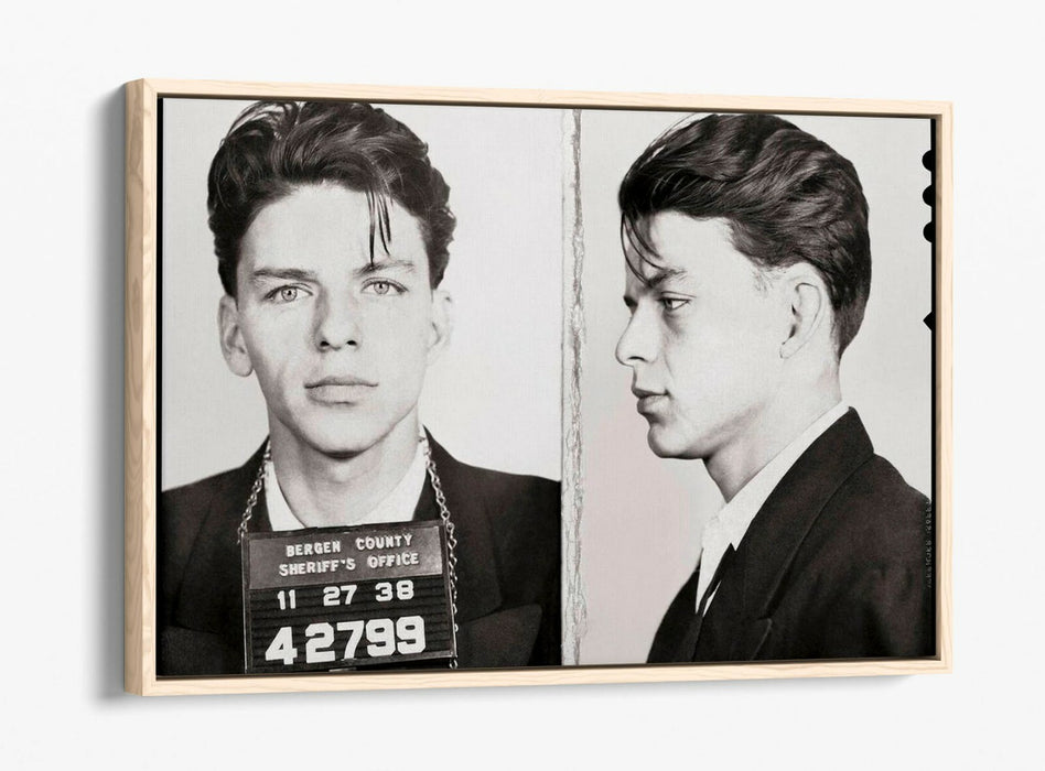 FRANK SINATRA MUGSHOT 2 -FLOAT EFFECT CANVAS WALL ART PIC PRINT- BLACK & WHITE