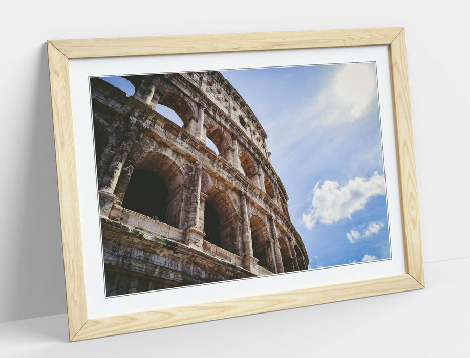 Framed Art Print - Classic Beige Wall Art Poster in Wood Grain Frame