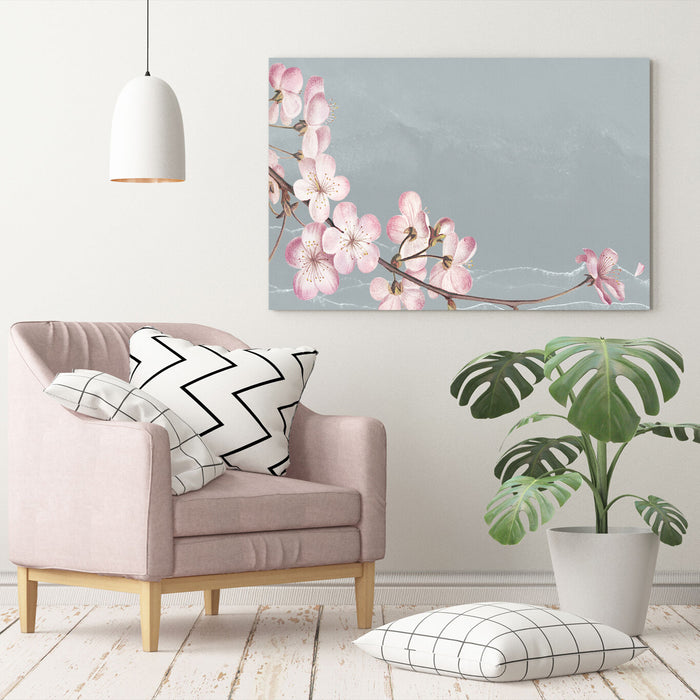 Blue Grey cherry Blossom CANVAS WALL ART PRINT ARTWORK 30MM DEEP FRAMED