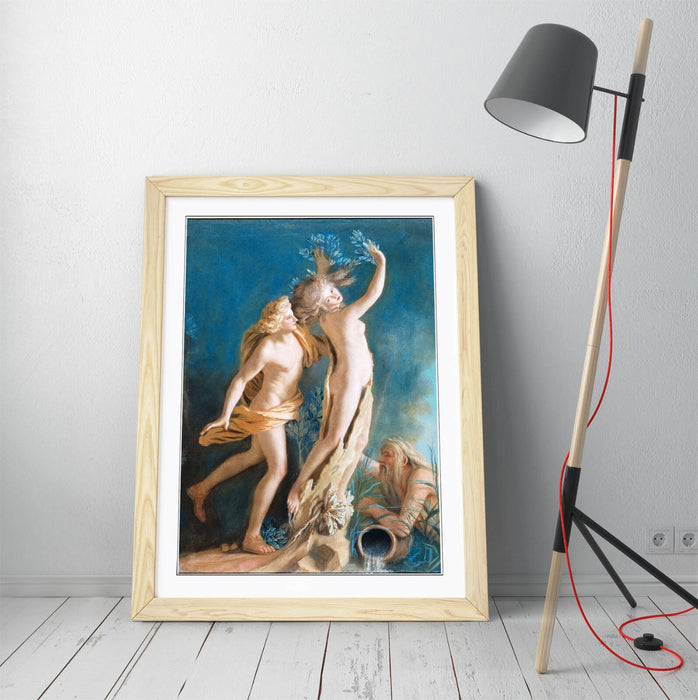 Framed Art Poster - Apollo And Daphne Wall Art Print With Wood Grain Frame