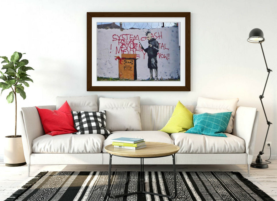 BANKSY IEAK -ART FRAMED POSTER PICTURE PRINT ARTWORK- WHITE BROWN RED