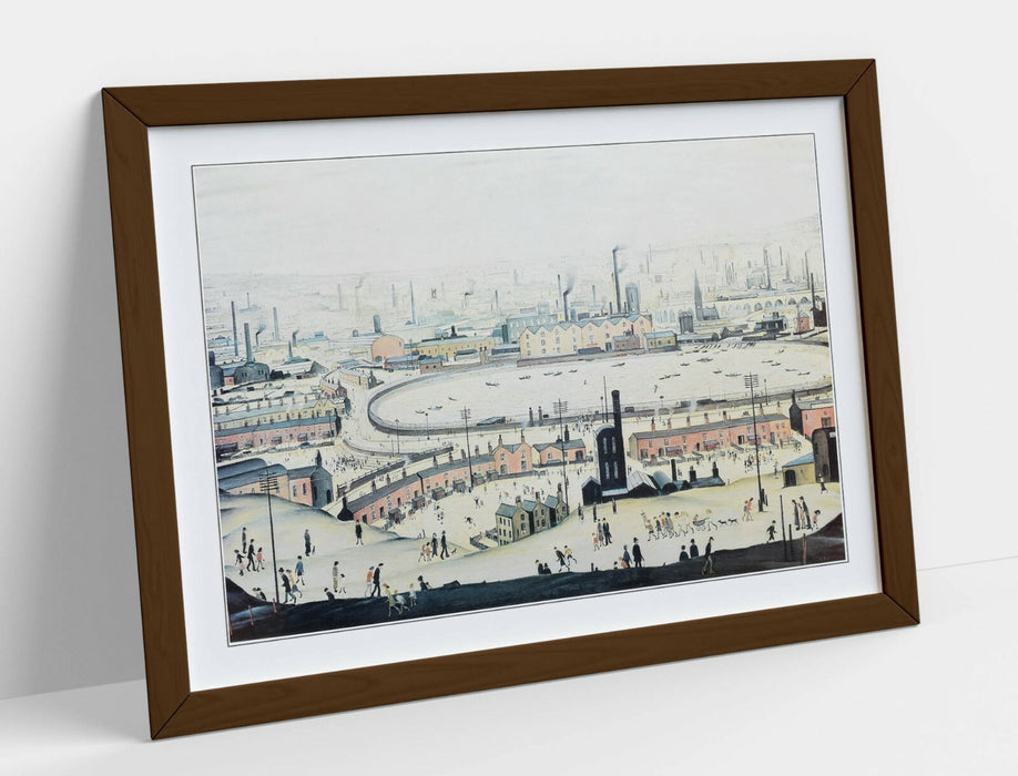 LS LOWRY THE POND -FRAMED POSTER WALL ART PRINT ARTWORK- GREY