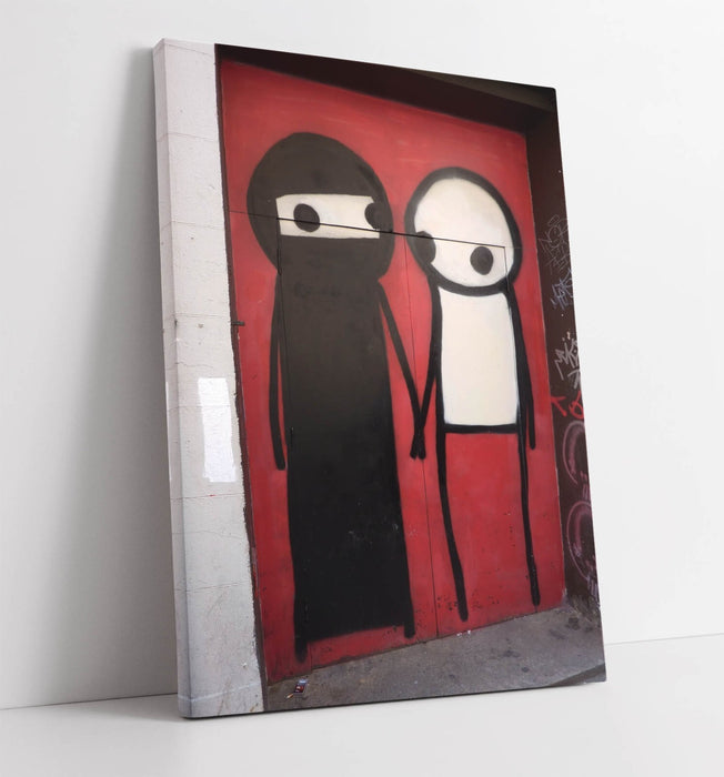 Canvas Wall Art - Stik Muslim Stick Character Graffiti Print on Archival Grade Canvas