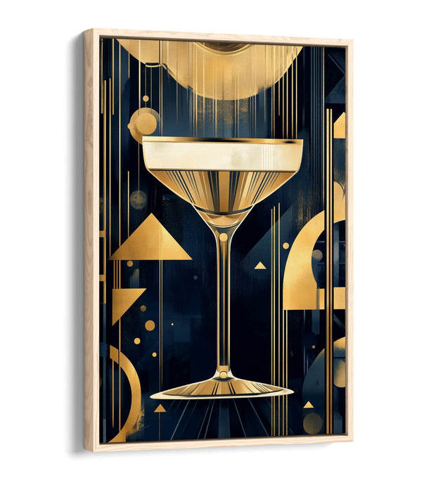 Art Deco Canvas – Classy Champagne Glass Float Effect Canvas Wall Art Print