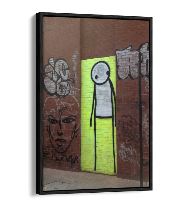 Canvas Art Print - Yellow Graffiti Wall Art With Float Effect & MDF Frame