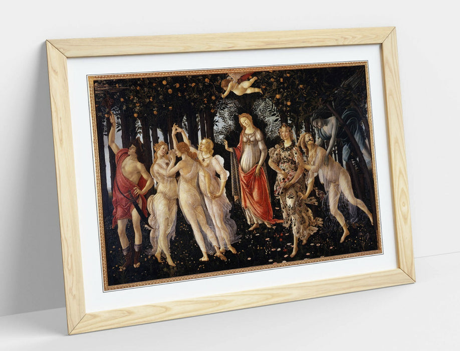 Framed Wall Art – Sandro Botticelli Primavera Print | Handmade UK Wood Grain Frame