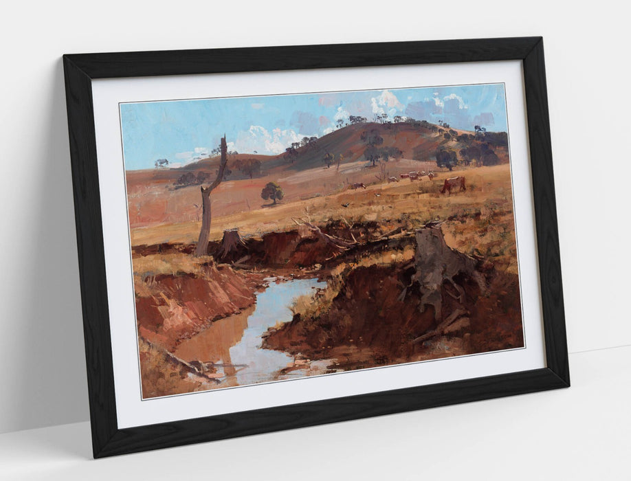Framed Wall Art Featuring Arthur Streeton Print - The Creek Painting, Ready to Hang