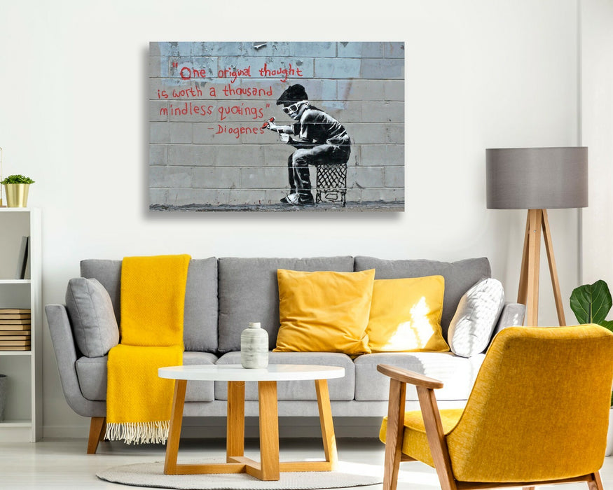 BANKSY CANVAS STREET WALL ART PRINT ARTWORK - ORIGINAL THOUGHT