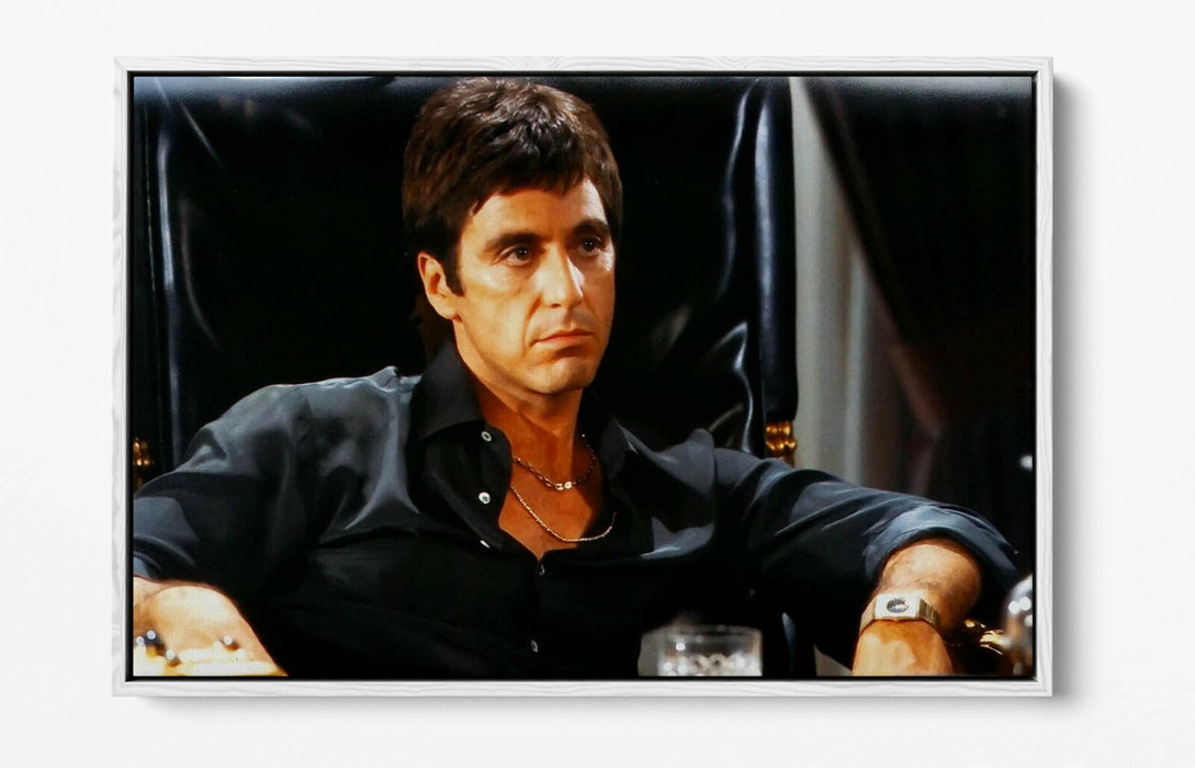 Float Effect Canvas Art – Tony Montana Scarface Black Canvas Wall Print