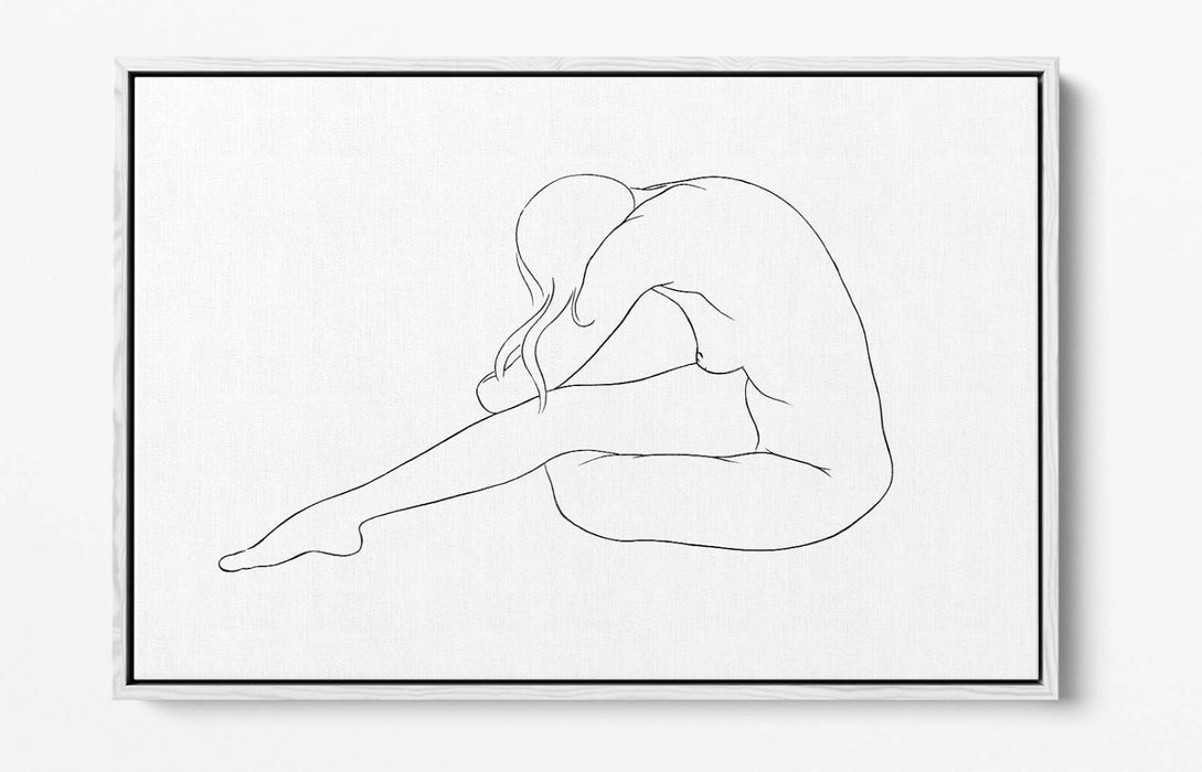 Nude Line Art Canvas - Blue Woman Line Drawing | Float Effect Wall Art
