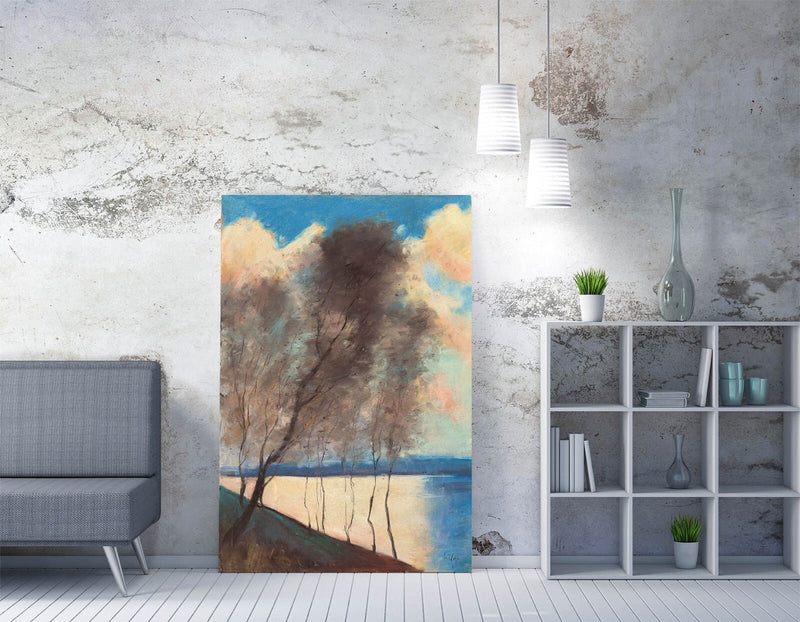 Canvas Wall Art – Lesser Ury Tree River Landscape | Handmade Premium Print