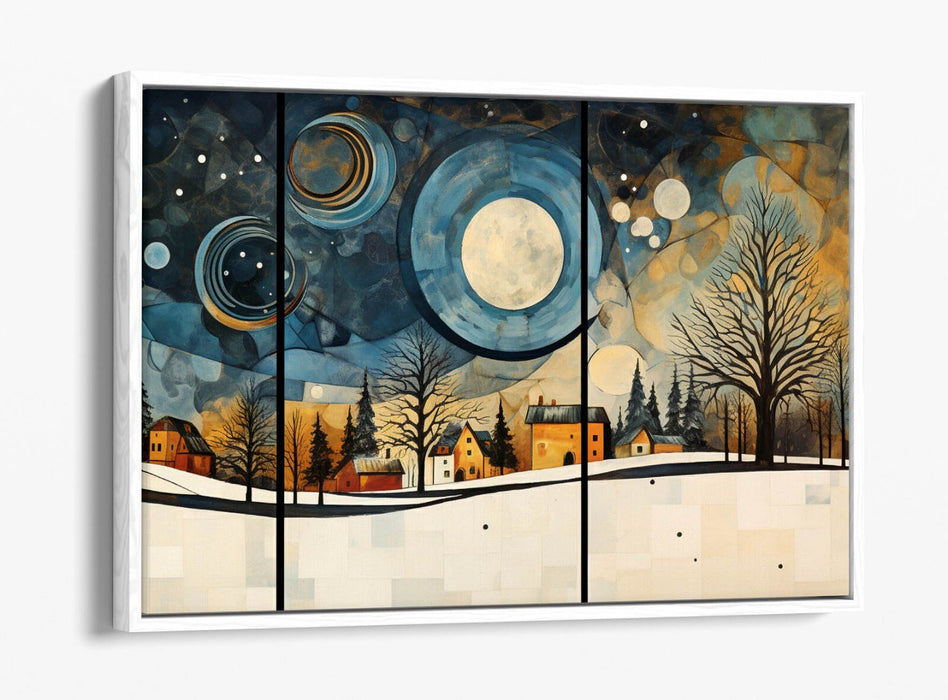 WINTER SNOWY LANDSCAPE KANDINSKY STYLE DECOR FLOAT EFFECT CANVAS ART PRINT