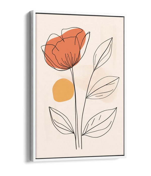 Minimalist Flower Canvas – Contemporary Wall Art With Float Effect Frame