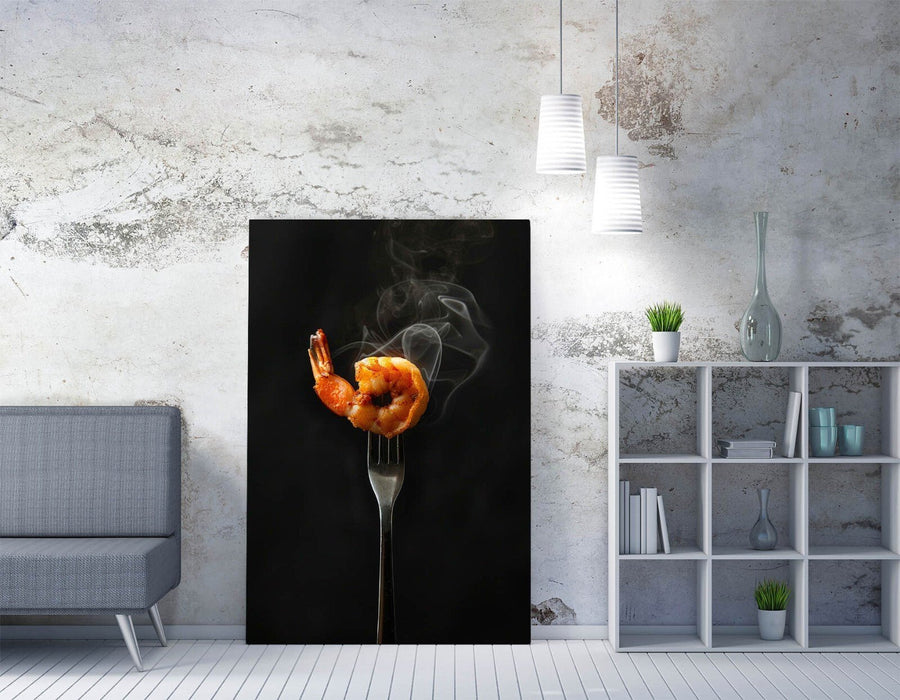 Prawn Kitchen Wall Art – Handmade Premium Canvas Print With Fresh Cooked Prawn