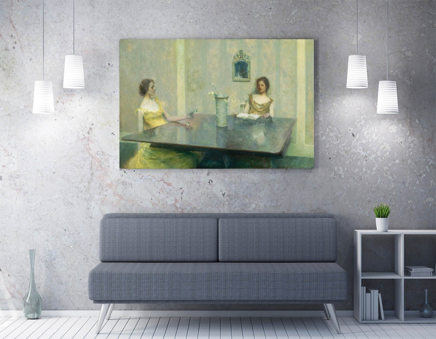 THOMAS WILMER DEWING, A READING -CANVAS WALL ARTWORK PIC PRINT
