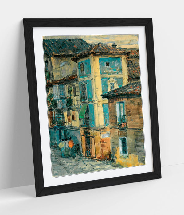 Framed Wall Art Poster - Childe Hassam Spain Street Scene Print | Handmade Decor