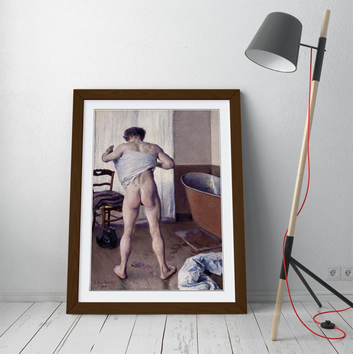 Framed Wall Art Poster - Gustave Caillebotte Man At His Bath, Matte Paper Print