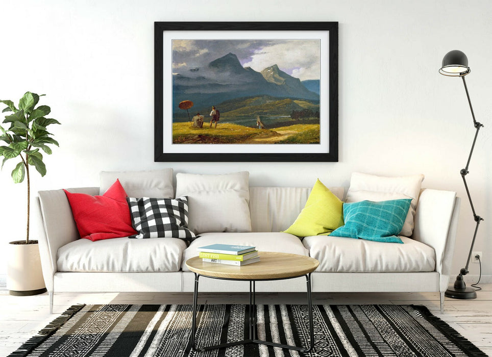 WILHELM BENDZ, MOUNTAIN LANDSCAPE -FRAMED POSTER PICTURE PRINT ARTWORK
