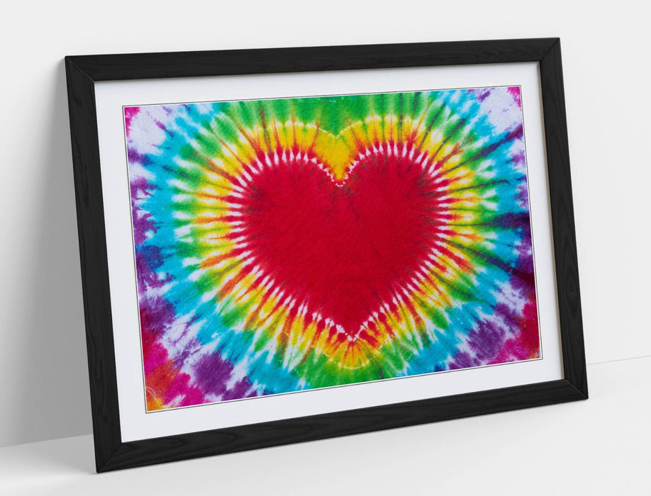 Tie Dye Wall Art - Framed Heart Print Poster | Handmade UK Bedroom Decor