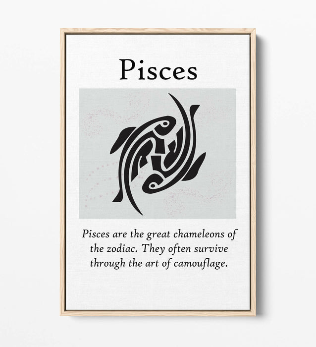 PISCES STAR SIGN ZODIAC ASTROLOGY QUOTE -FLOAT EFFECT CANVAS WALL ART PRINT