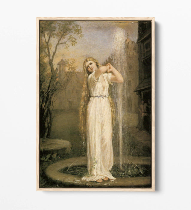 JOHN WILLIAM WATERHOUSE UNDINE -FLOAT EFFECT CANVAS WALL ART PIC PRINT- BEIGE
