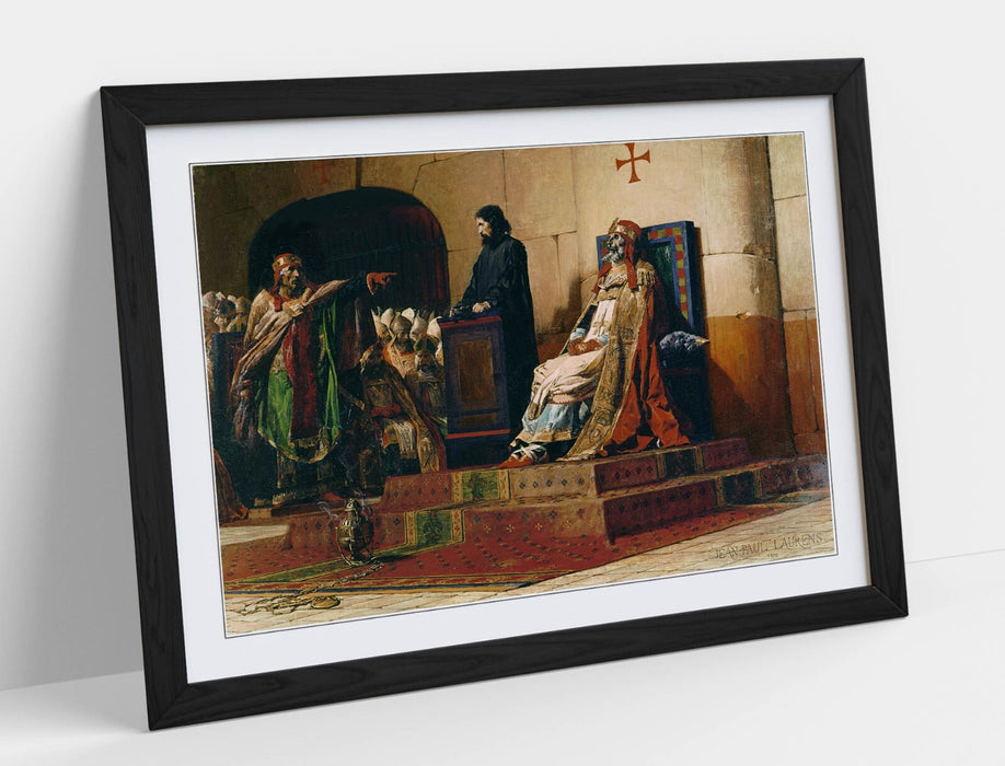 Framed Wall Art - Jean-Paul Laurens Cadaver Synod Poster Print in Wood Grain Frame