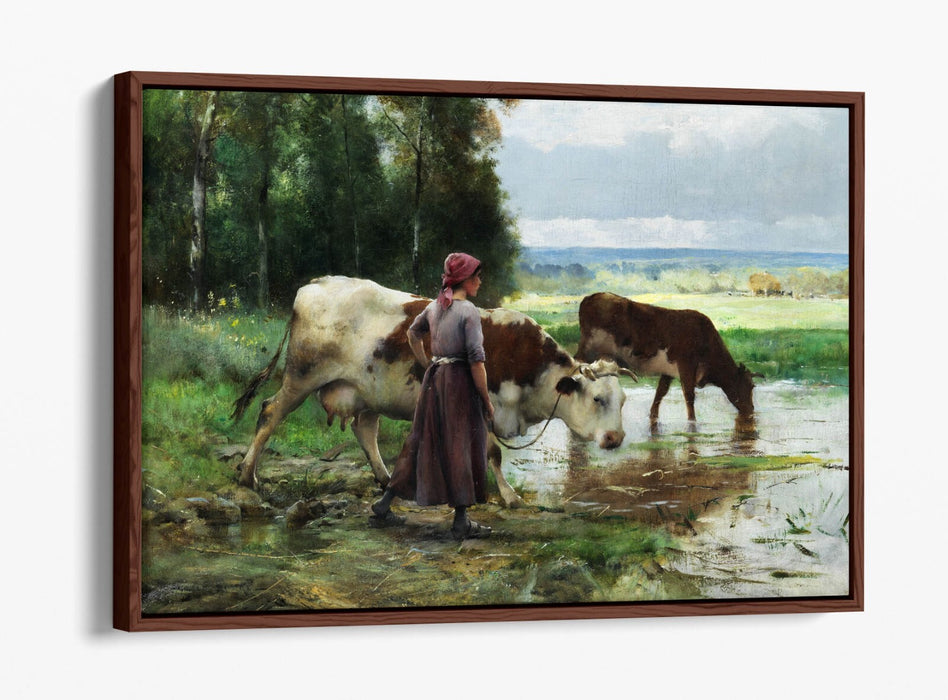 JULIEN DUPRE, YOUNG WOMAN SOARING CATTLE -FLOAT EFFECT CANVAS WALL ART PIC PRINT