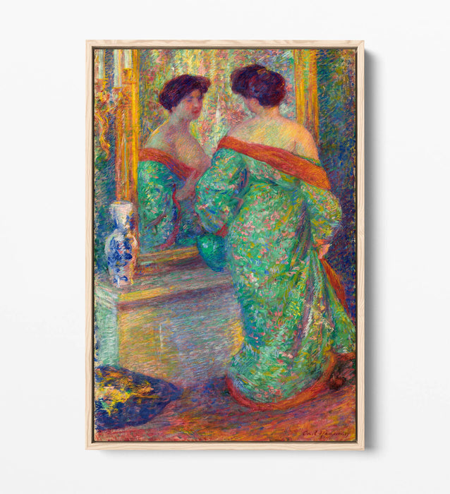 Float Effect Canvas Art - Lady Reflected In Mirror by Carl Newman | Premium Varnish Finish