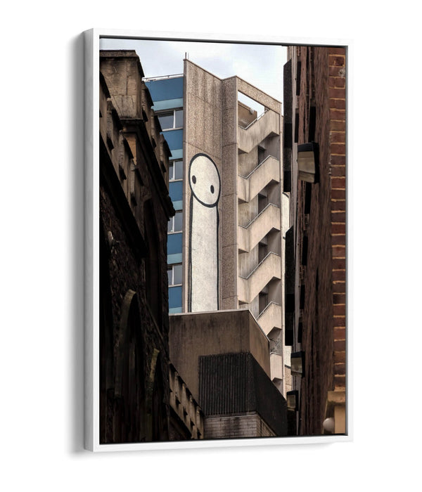 Canvas Wall Art – Stick Man Graffiti Print with Float Effect Frame, Handmade