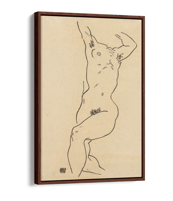 Canvas Wall Art Print – Egon Schiele Reclining Nude Painting | Float Effect Canvas