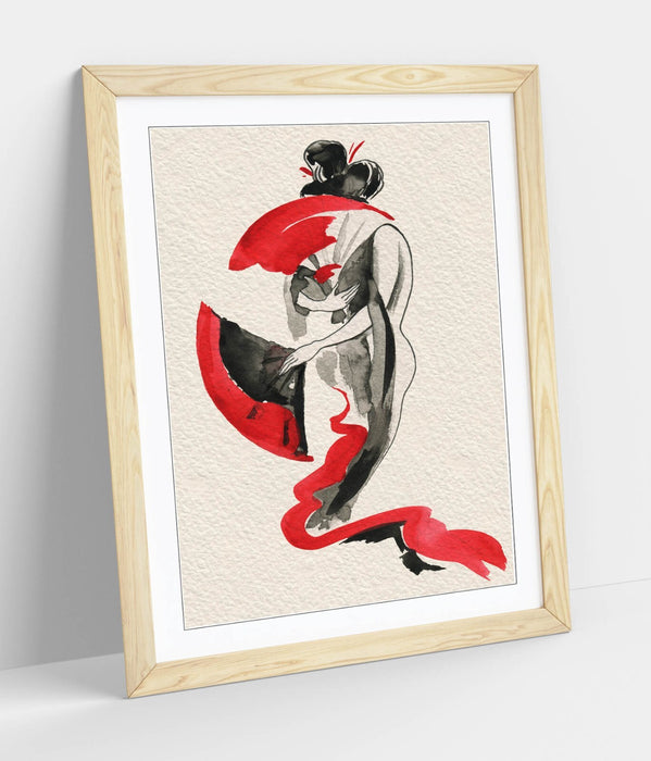 Geisha Wall Art – Japanese Style Poster Framed Art Print With Woodgrain Frame Design